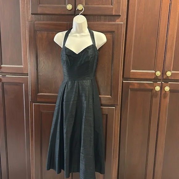 SHOSHANNA 100%SILK BLACK HALTER DRESS SIZE 4 - Picture 3 of 11